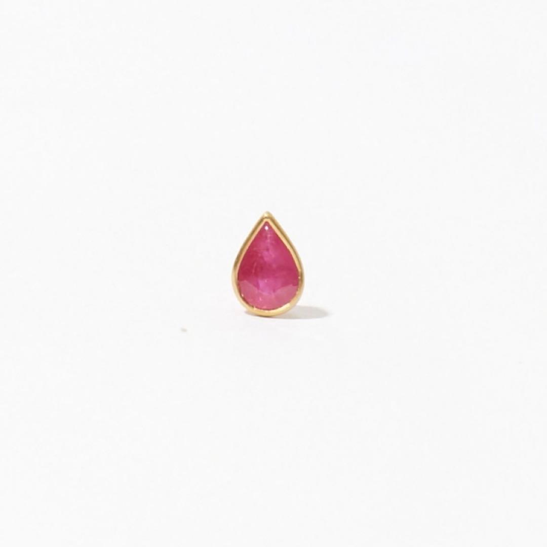 artida oud K10 ペアシェイプ　ルビー スタッド　シングルピアス eden] K10 round ruby stud pierced earring｜ARTIDA OUD（アル