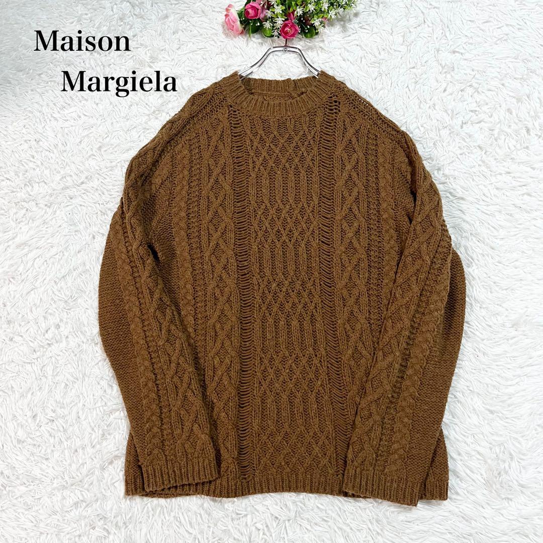 Maison Margiela ケーブルニットセーター　アルパカ　ブラウン 楽天市場】エムエム6 メゾンマルジェラ Vネック ケーブルニット MM6