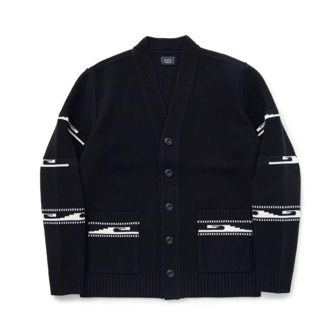 イチRATS NATIVE KANOKO CARDIGAN BLACK L RATS(ラッツ) / NATIVE KANOKO CARDIGAN(23'RN-0210)(カーディガン