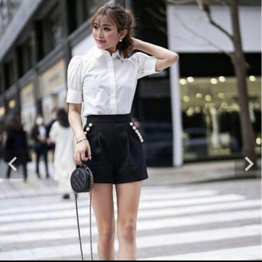 sheller シェリエ パール付 ショートパンツ 黒 ブラック Sサイズ Dot tweed zip short pants – shéller / シェリエ