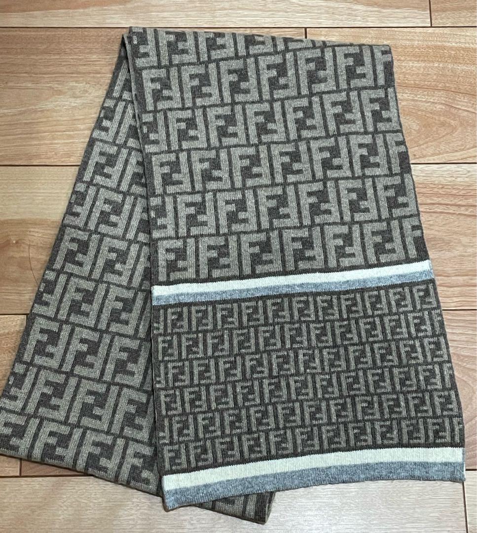 FENDI ズッカ柄 ウールマフラー 中古・古着通販】FENDI (フェンディ) ズッカ ウールマフラー ネイビー