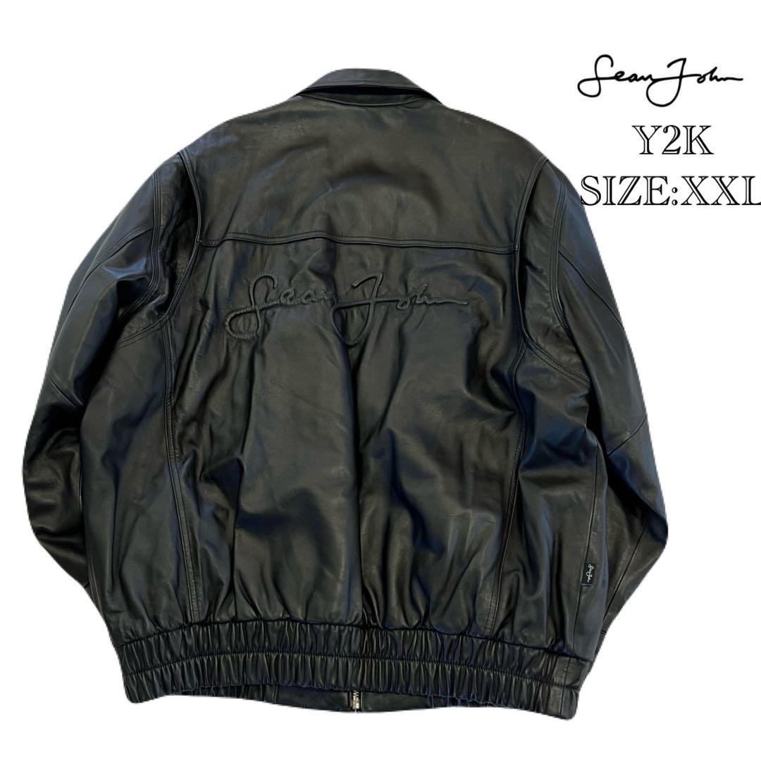Y2K SEAN JOHN（ショーンジョン）レザージャケット/XXL/ブラック