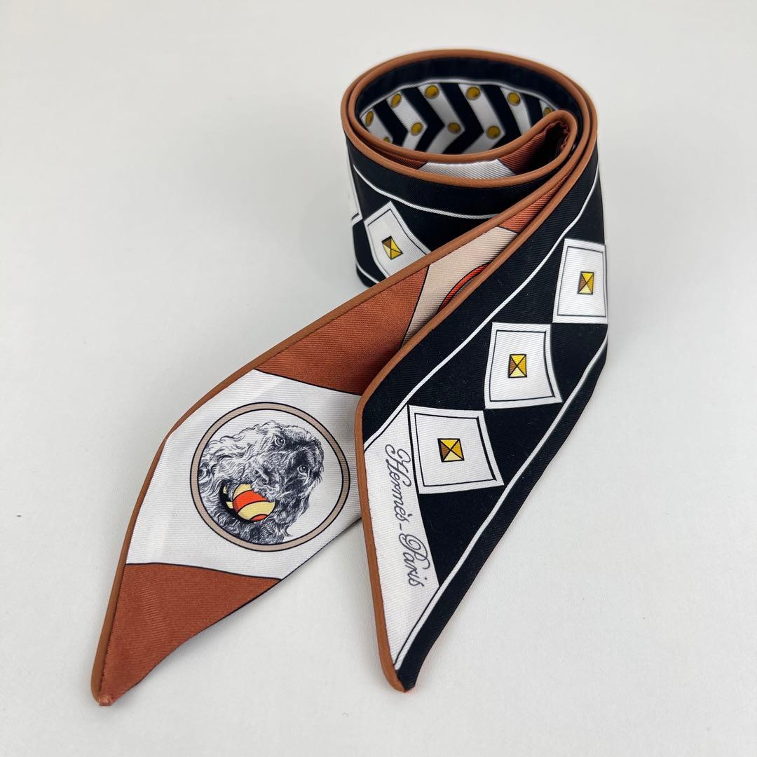 新品 HERMES エルメス ツイリー コリエ・エ・シアン ブラウン レザー