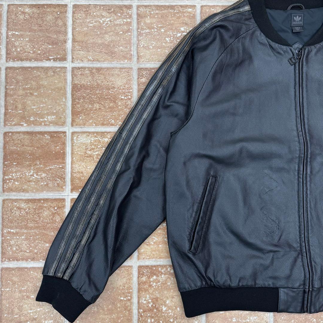 80s 万国旗タグ adidas ATP レザージャケット XL パイソン柄 黒 - メルカリ