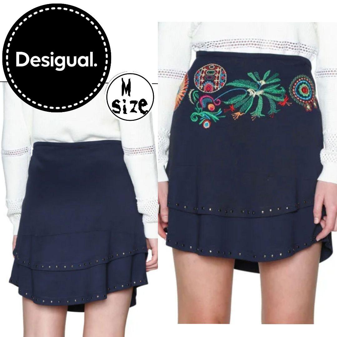 Desigual ネイビーレイヤード刺繍スカート試着のみ美品 リゾートワンピース 6_000000017787.jpg?1718347522