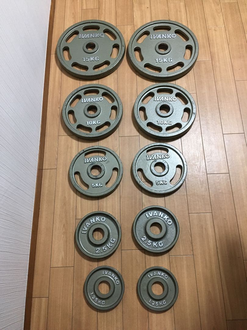 IVANKOイヴァンコ オリンピックプレートセット計67.5kg 穴径50mm