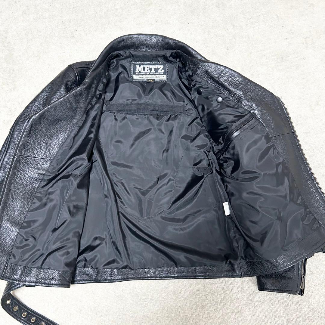 極美品 MET'Z ダブルライダースジャケット カウレザー 牛革 黒