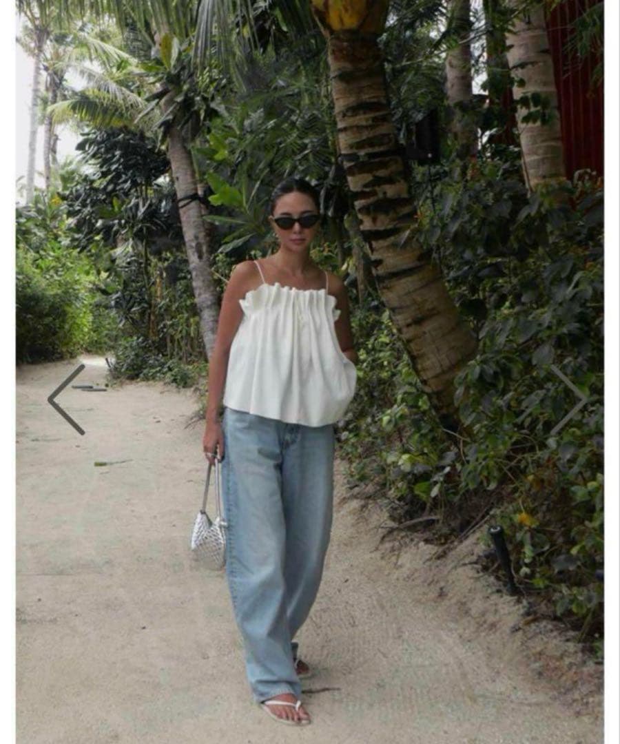 新品room306contemporary Pleats Design Tops room306 CONTEMPORARY / Square Neck One-shoulder Tops