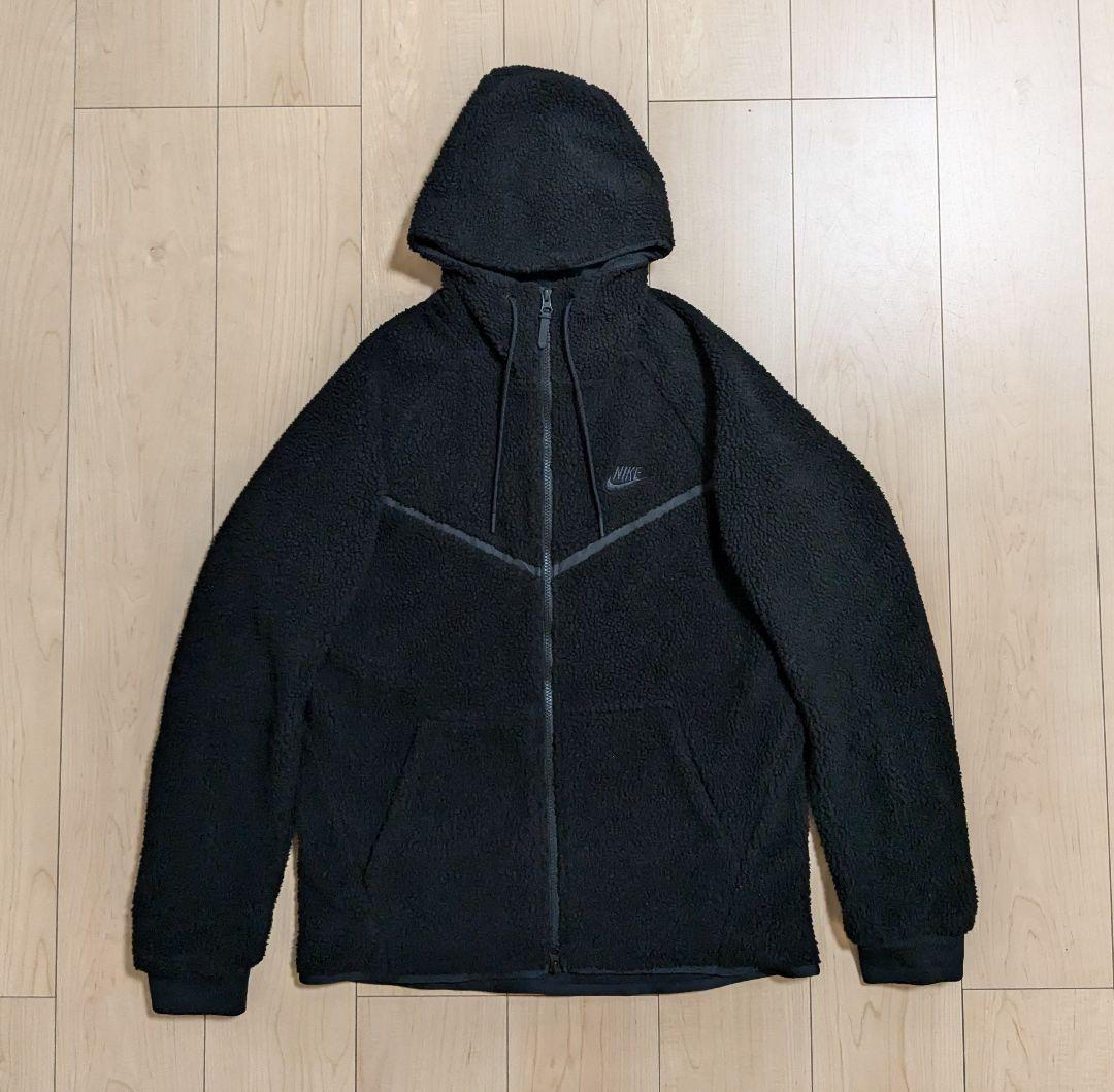 L 良品 NIKE ナイキ テックフリースパーカー ボアジャケット ブラック