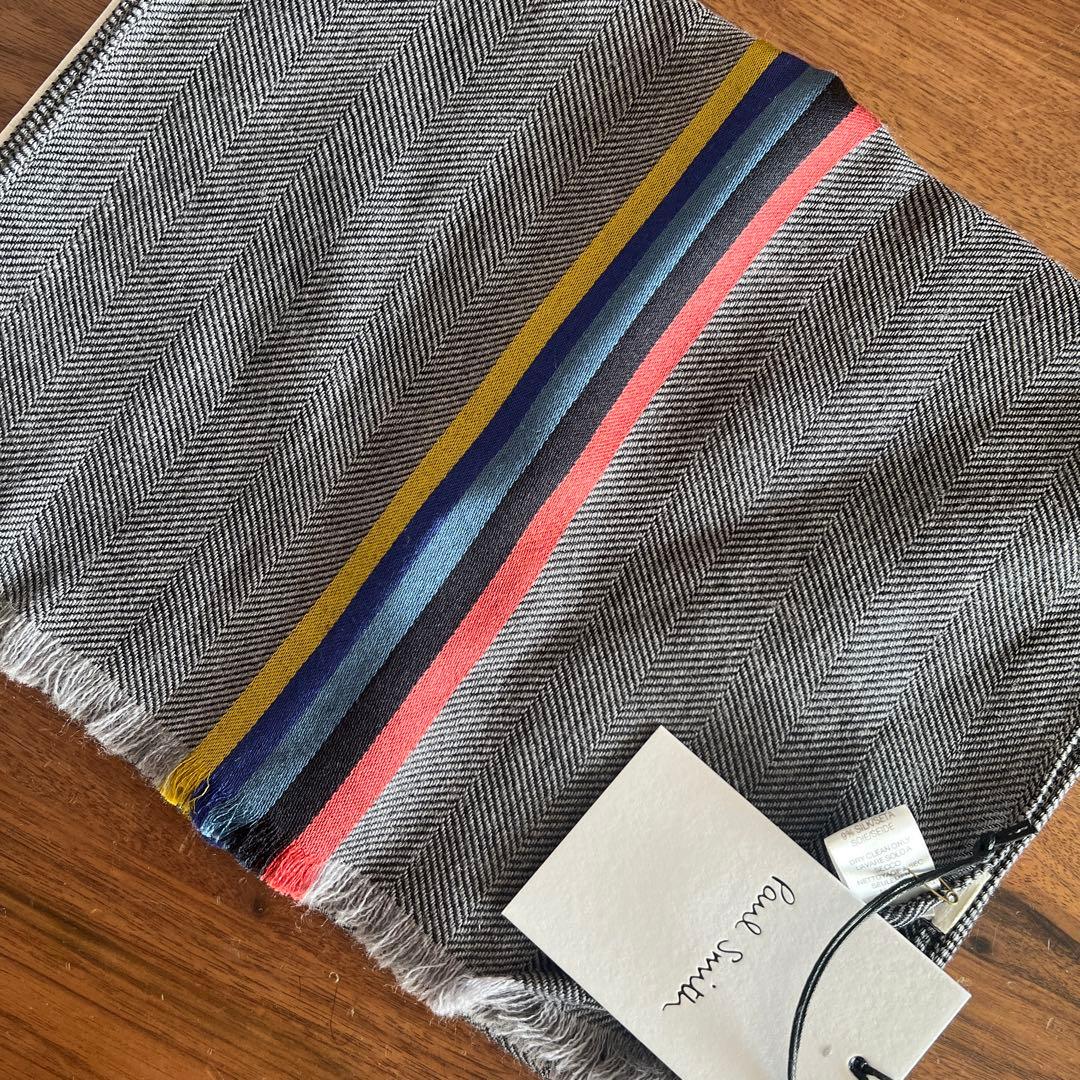 ポールスミス　シルク混　ウール　セントラルストライプマフラー　スカーフ　ストール Paul Smith（ポール・スミス） スカーフ マフラー ストール ストライプ