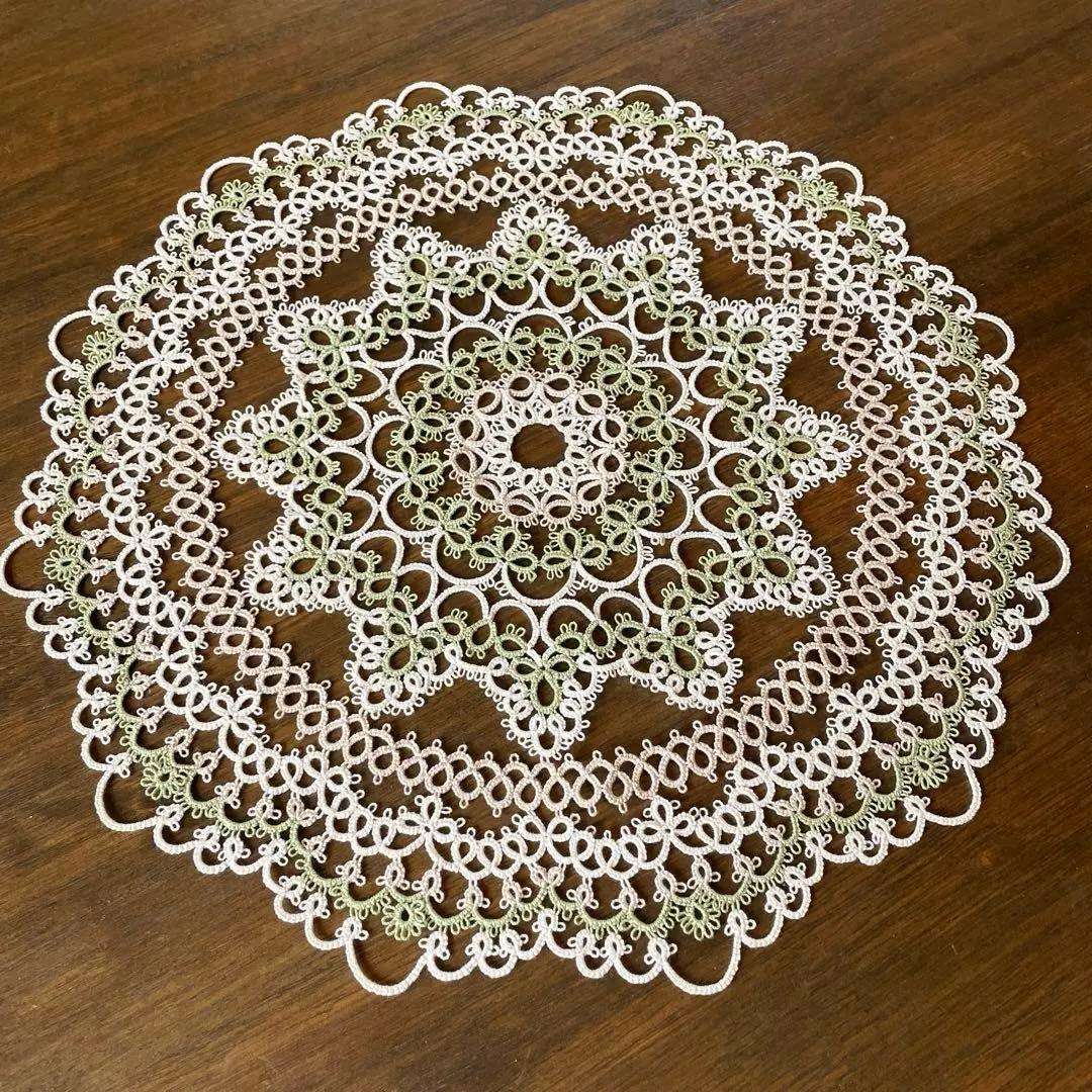 タティングレース ドイリー レース編み ハンドメイド 32.5cm - メルカリ