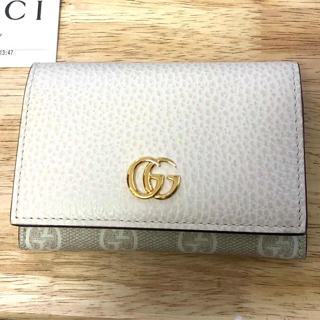 ダブルG 日本限定 GUCCI ダブルG カードケース 白 バイカラー カード