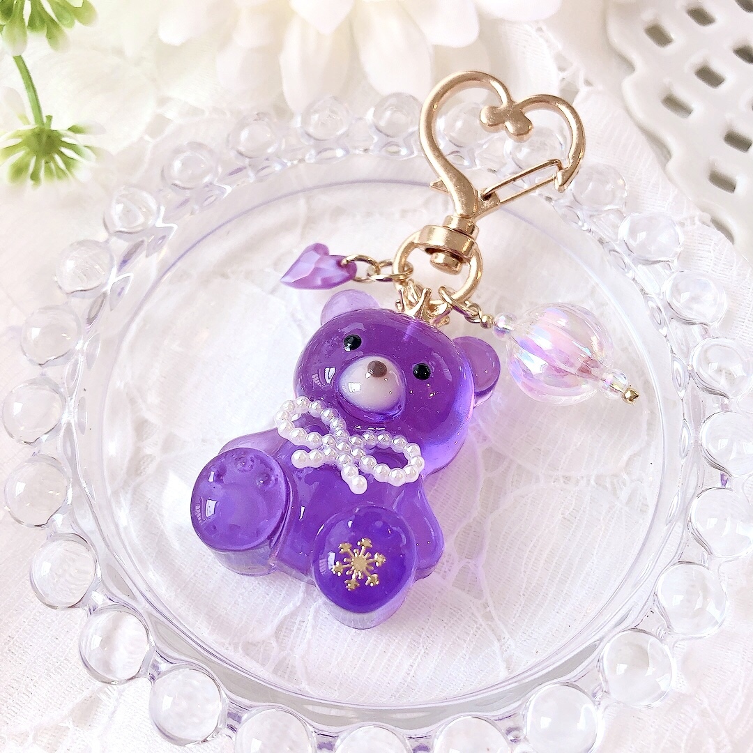 おめかし雪くま君キーホルダー♡紫 - watashidakeno.. | minne byGMO