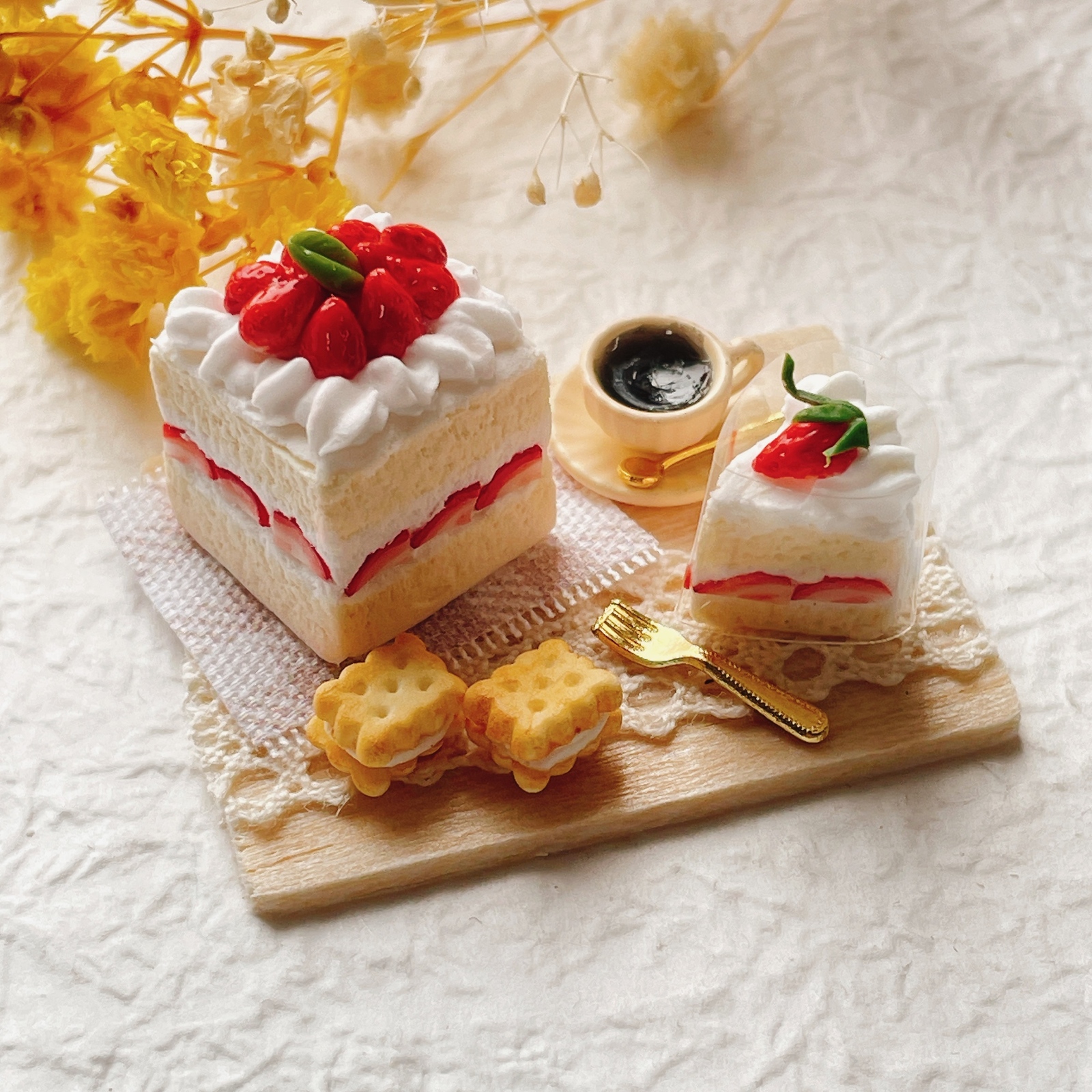 いちごのショートケーキセットB スクエア ミニチュアスイーツ - melon