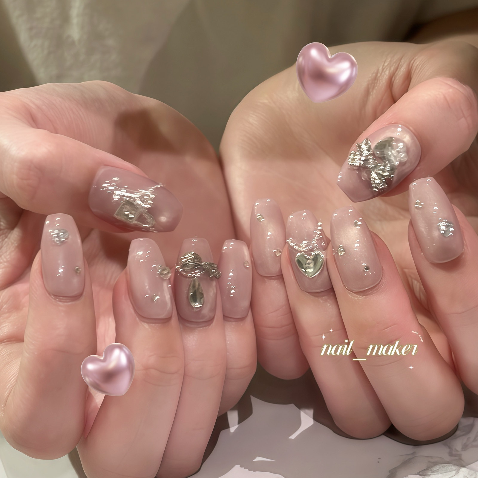⑯韓国ネイル ガーリーネイル ネイルチップ - NAIL MAKER | minne