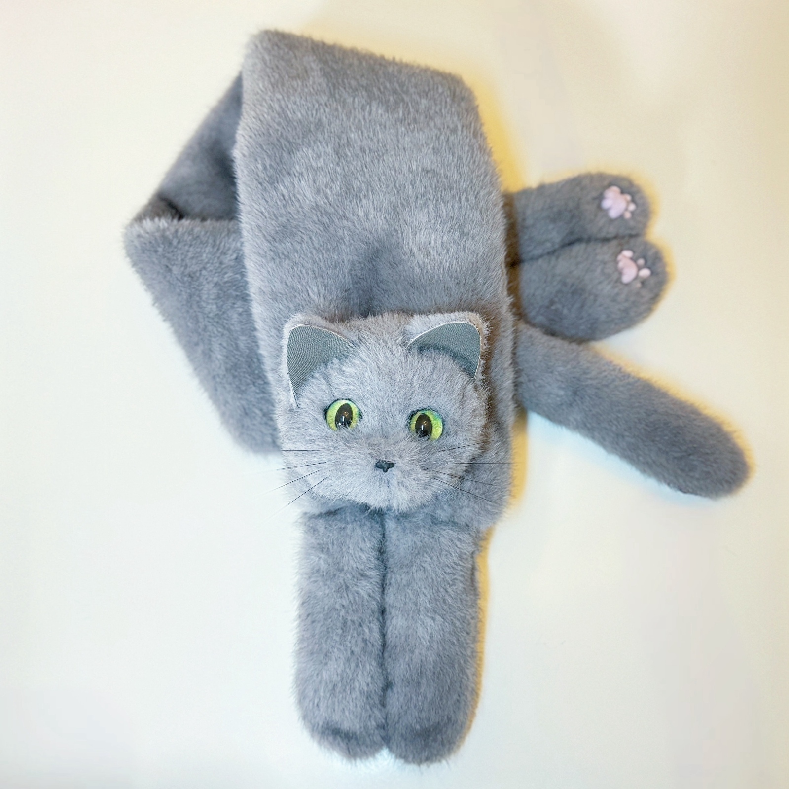 ぬいぐるみみたいな 猫マフラー エコファー ストール 防寒 ロシアン