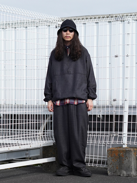 HALF ZIP TRACK JACKET - 2/32 WOOL SOFT FLANNEL - | marka(マーカ