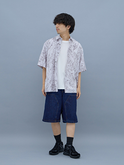 13oz ハイツイスト デニム バギーショーツ(1 BLACK): : メンズ｜UNITED