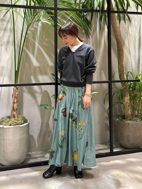 シルク Green Showerプリント フレアスカート｜トゥモローランド 公式通販