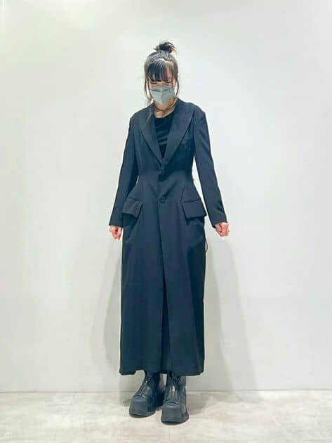 TA/PE CREPE DE CHINE BACK LACE UP LONG COAT(XS Black): Soldes｜THE