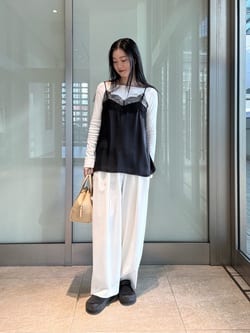 conte＞タック イージー テーパードワイドパンツ WHITE