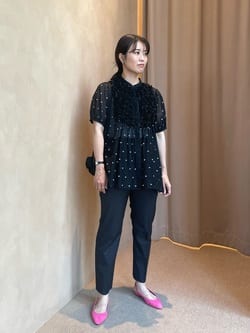 2トーン ドットジャガード ブラウス