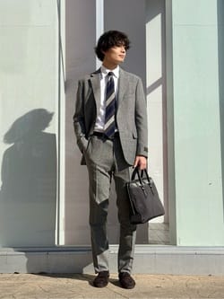 ホームスパン グレー テーラードジャケット―セットアップ対応―＜A DAY