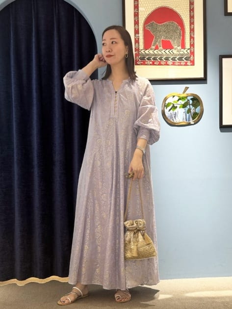Cotton Voile Foil Flower Print Panel Dress | Pasand by ne Quittez