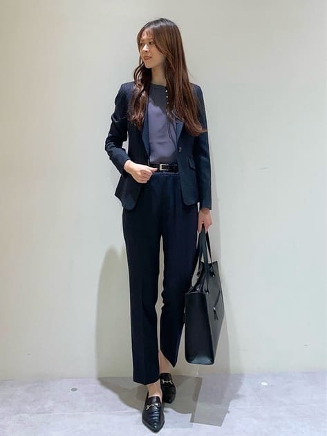 M．グレー 【WEB限定】千鳥格子 メランジ調スーツ テーパードパンツ