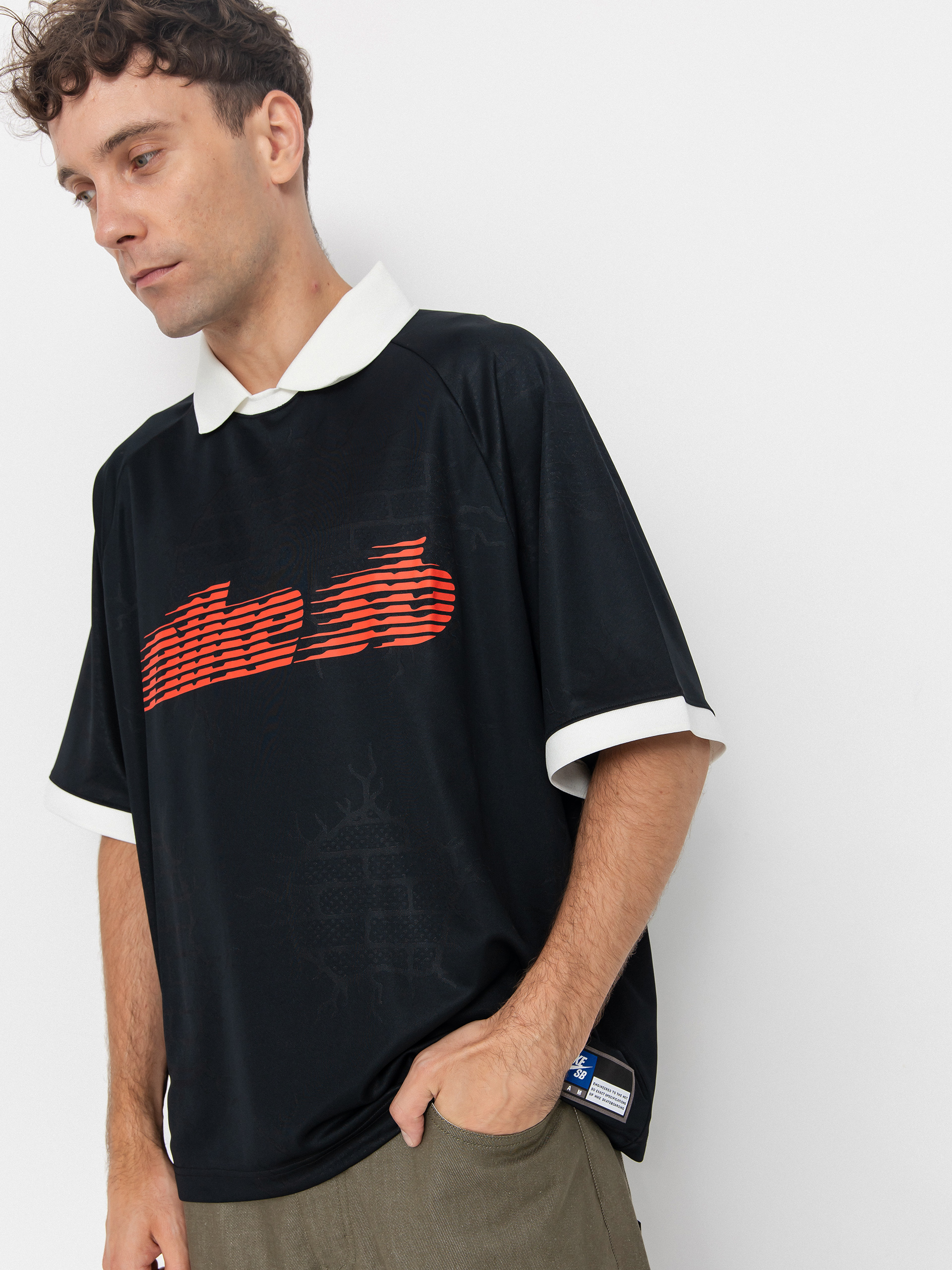 Nike SB Polo T-shirt DF Jacquard Jersey - black (black/sail)