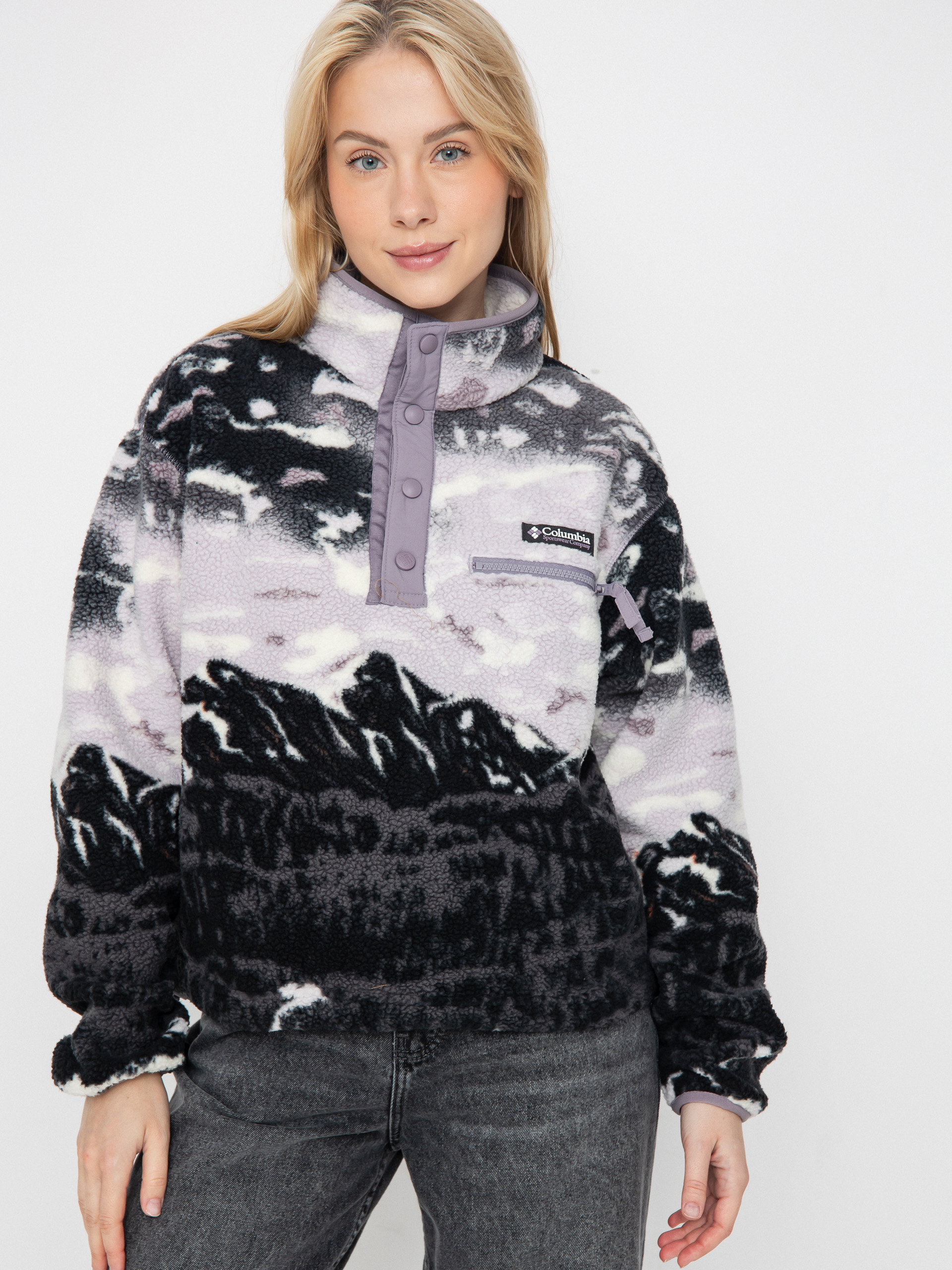 Columbia Helvetia II Printed Cropped Half Snap Wmn Fleece - violet