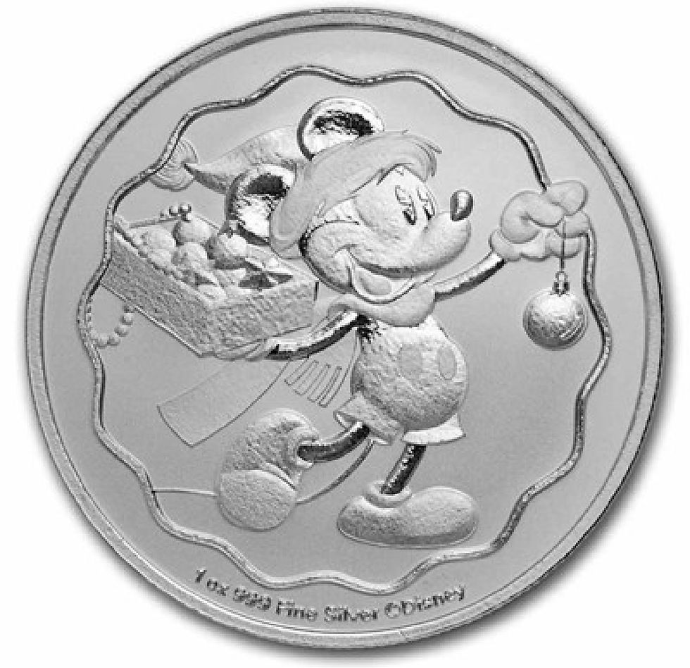 2025年 ニウエ 2ドル ディズニー ミッキーマウス クリスマス 銀貨 1