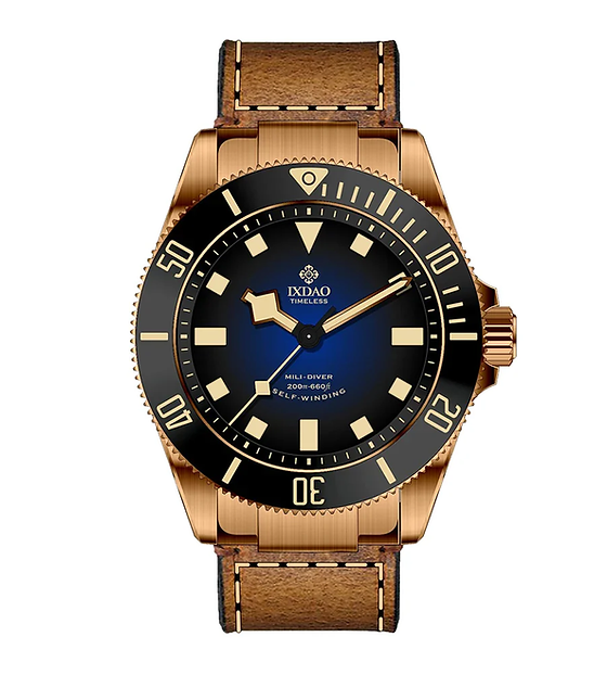 Blue JD-X02T bronze wristwatch mechanical movement 39 mm | IXDAO