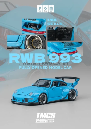 PORSCHE RWB 993 BLUE TMCS MALAYSIA ZWEITE FULL OPENING 1/64