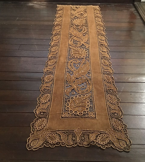 1枚) フランス アンティーク カーテン ブラウン 19世紀 53 x 197 cm