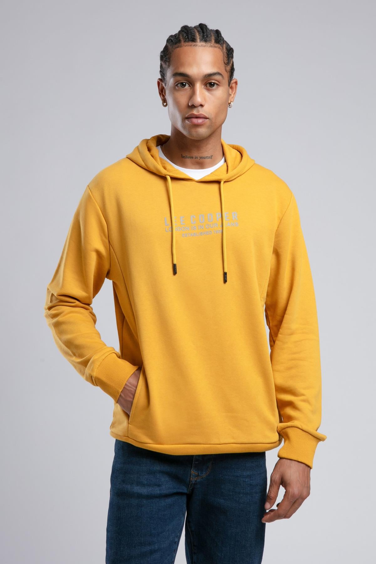 Faust Erkek Kapüşonlu Sweatshirt Hardal - Lee Cooper Türkiye