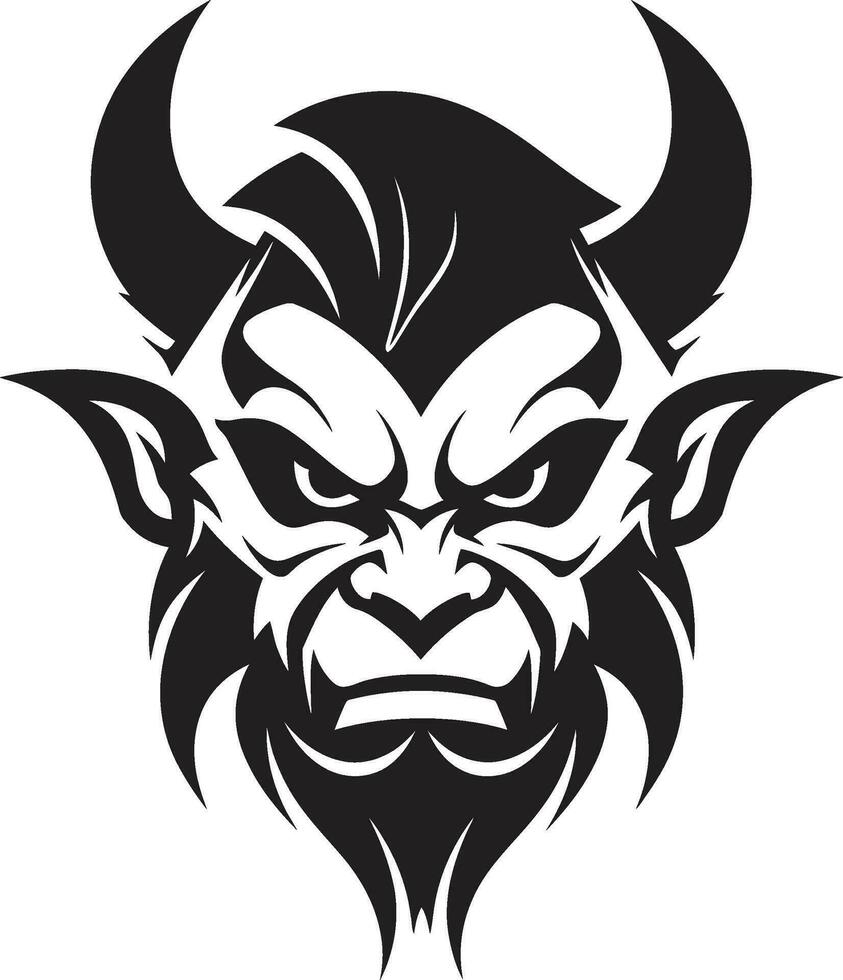 Hellfire Gaze Aggressive Devil s Face Vector Emblem Sinister