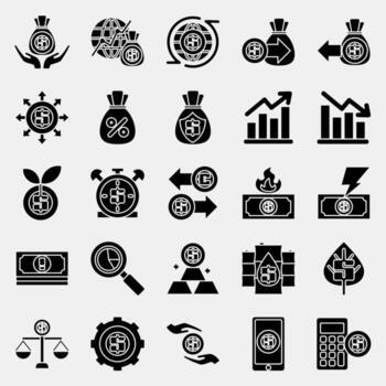 Icon set of economy. Economy elements. Icon in comic style