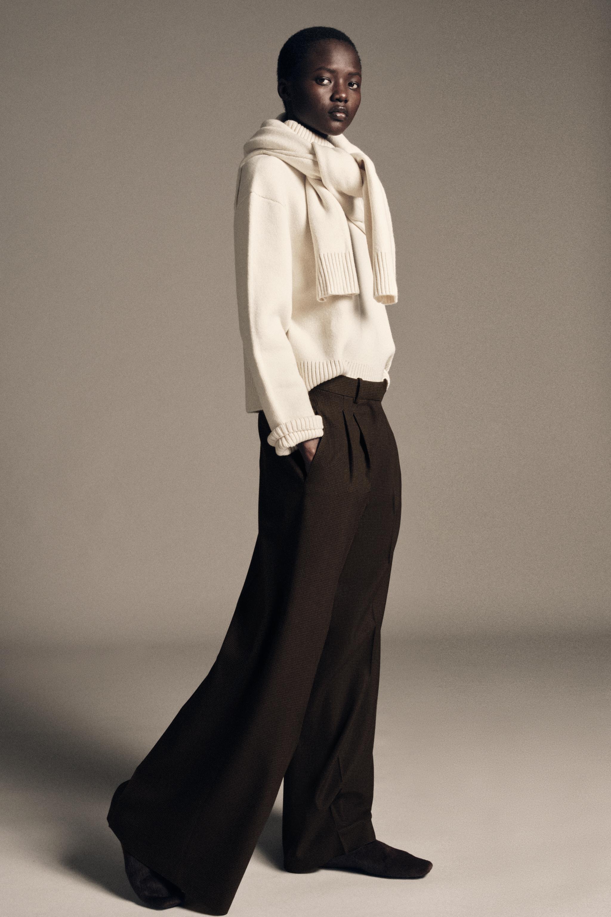 ZW COLLECTION ダーツ入りワイドレッグパンツ - ブラウンブルー | ZARA