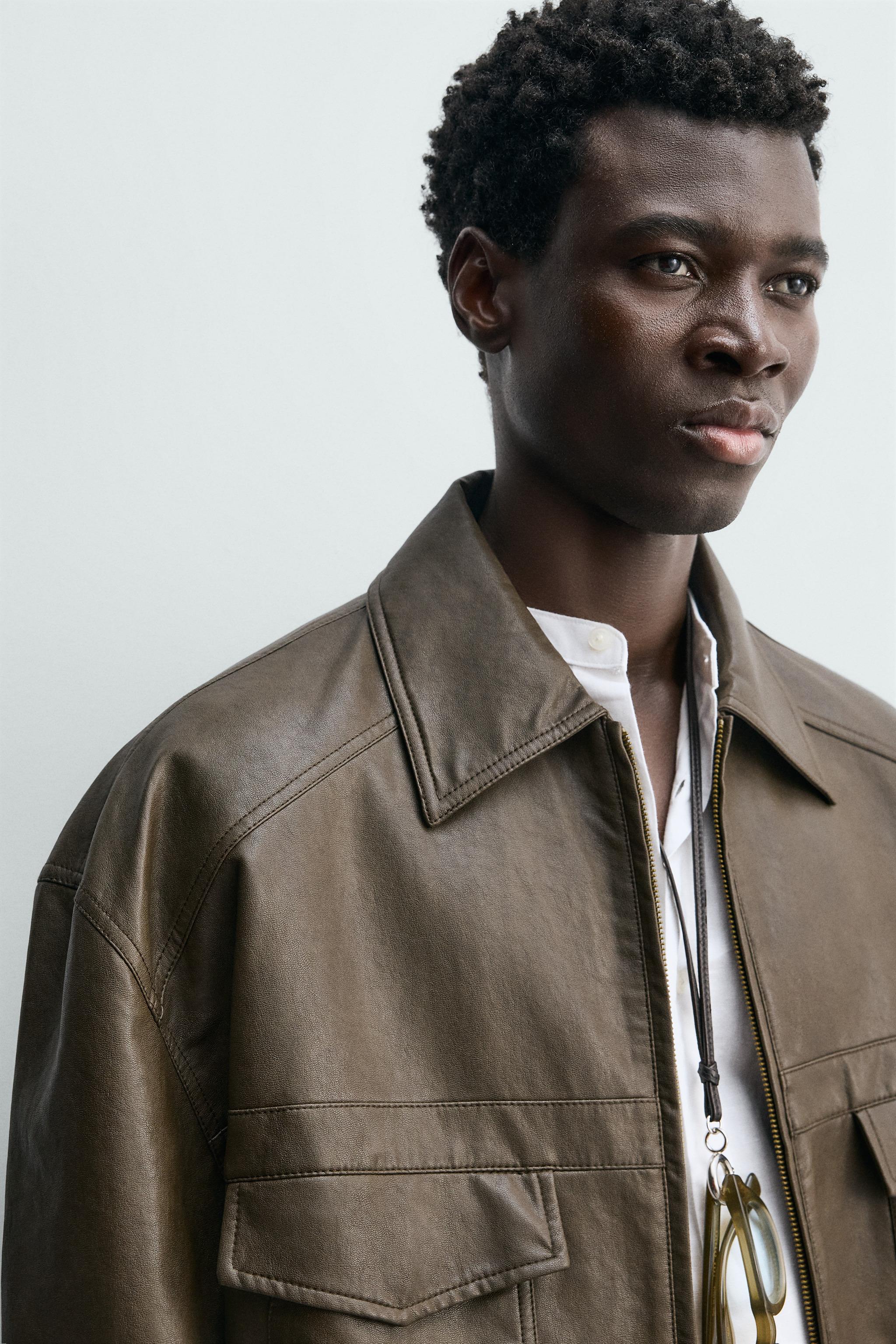フェイクレザー ボンバージャケット - ブラウン | ZARA Japan / 日本