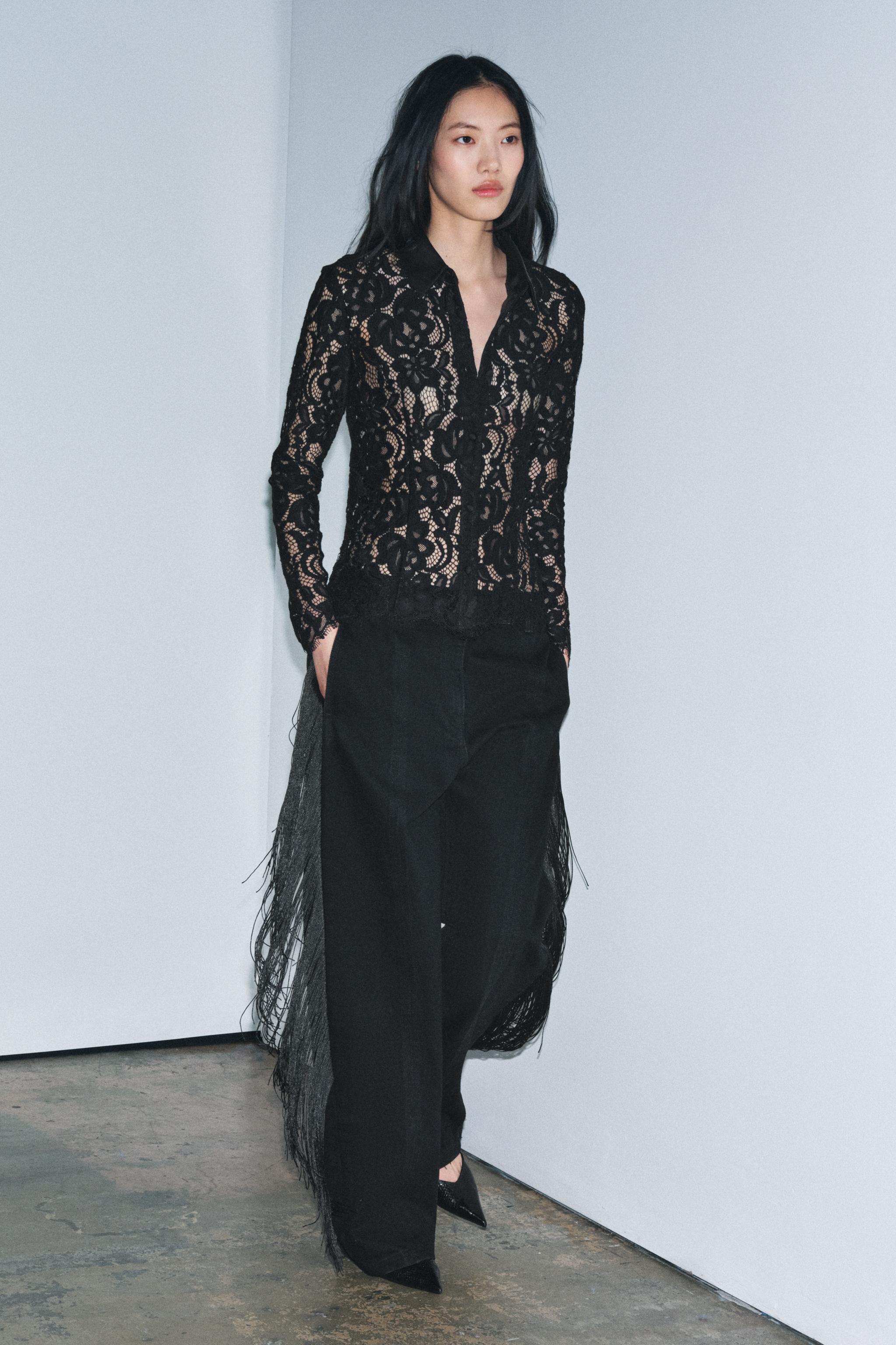レースシャツ ZW COLLECTION - ブラック | ZARA Japan / 日本