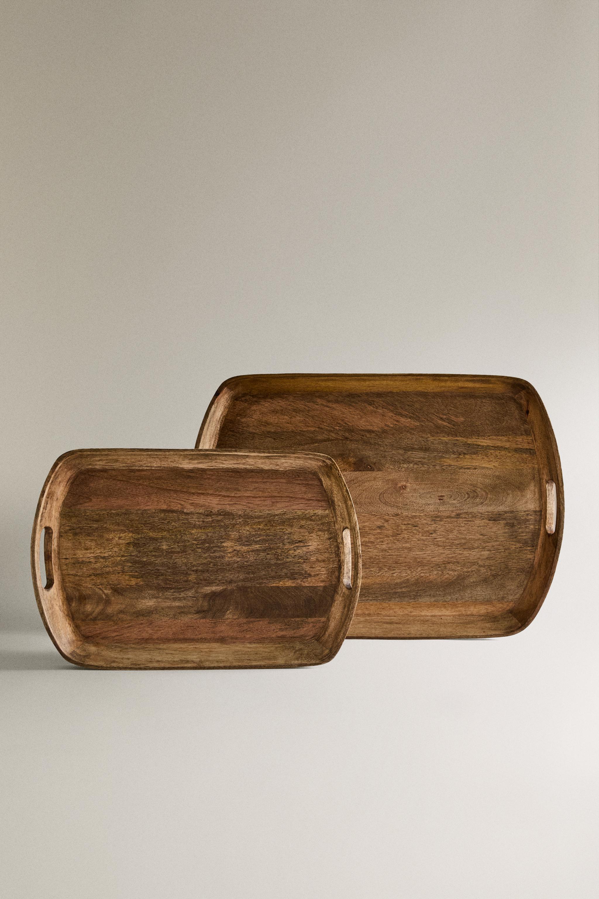 WOODEN TRAY WITH HANDLES - Light beige | ZARA United States