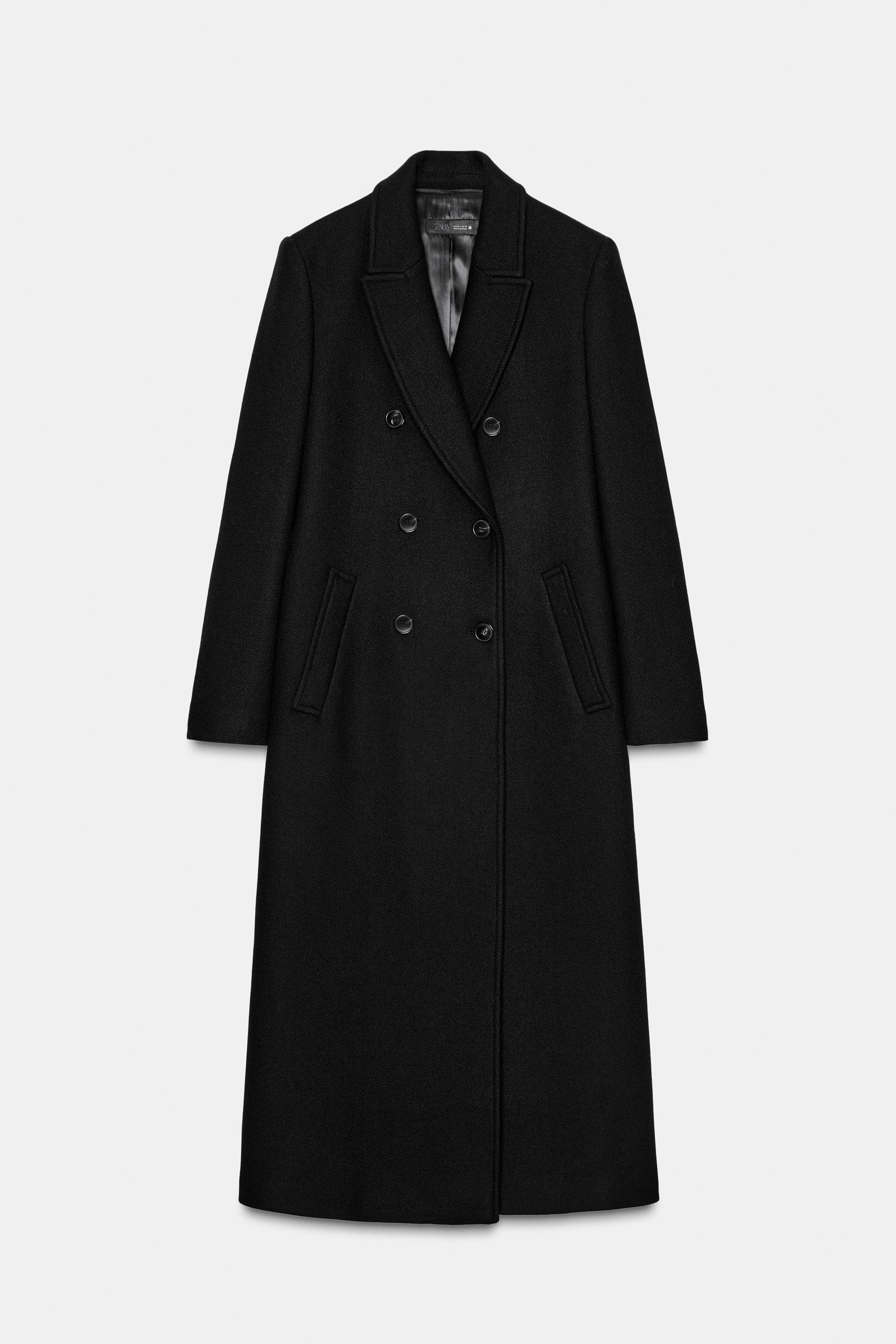 ロング丈ダブルブレストコート - ブラック | ZARA Japan / 日本
