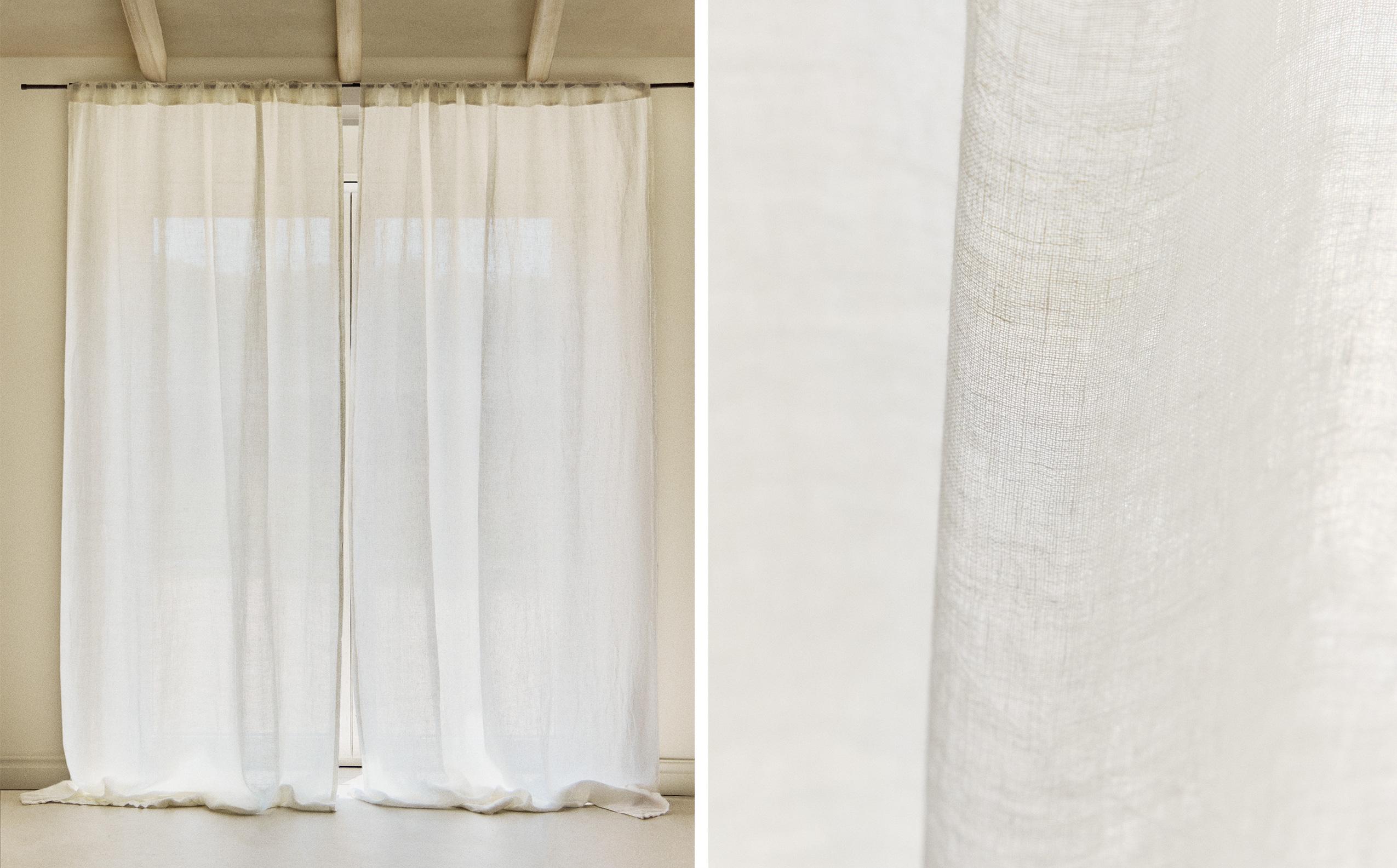 不透明度：高 ホワイトリネン カーテン | Zara Home 日本/Japan