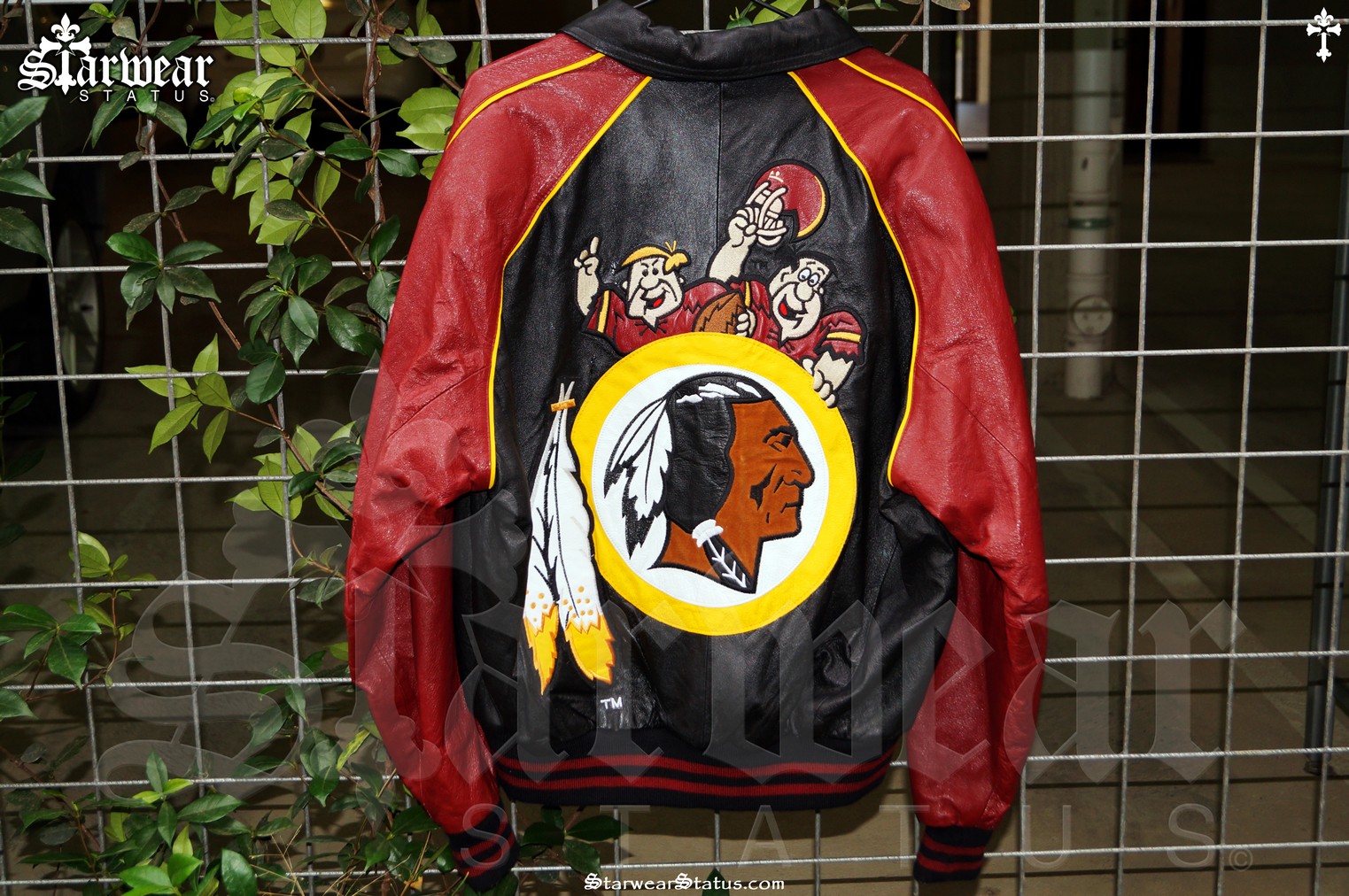90s Vintage The Flintstones Cartoon Redskins NFL Football Leather
