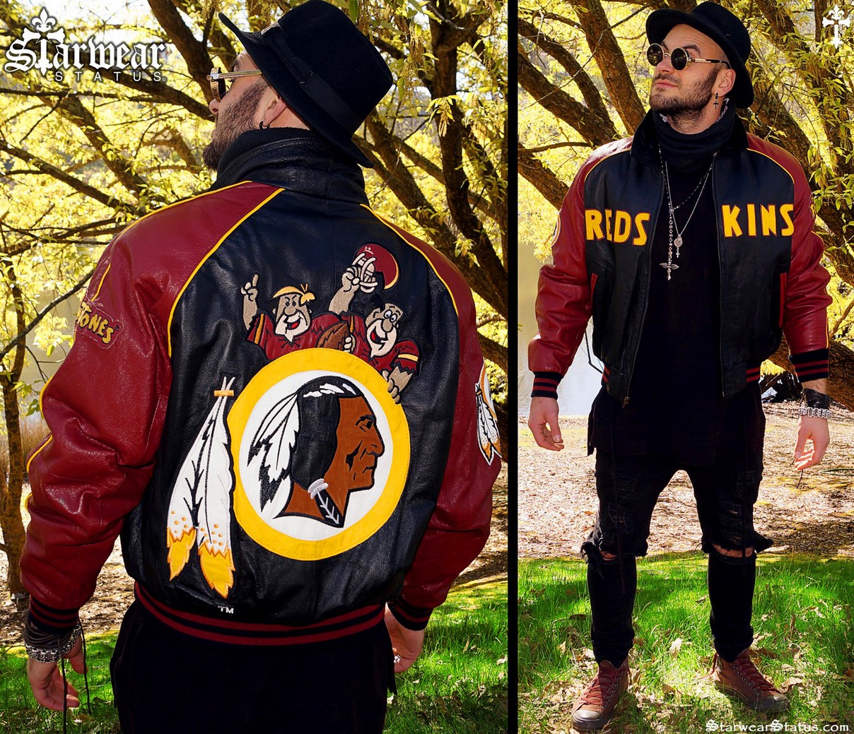 90s Vintage The Flintstones Cartoon Redskins NFL Football Leather