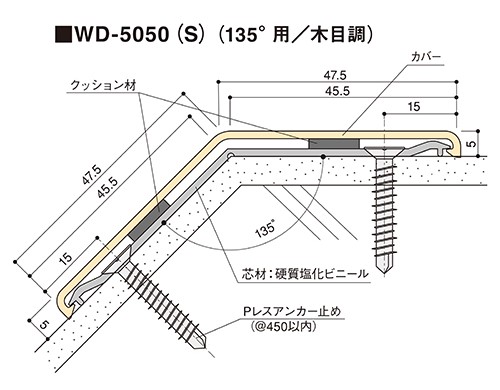 金物 WD-5050(S) アトラスark コーナーガード(硬質塩化ビニール) 木目