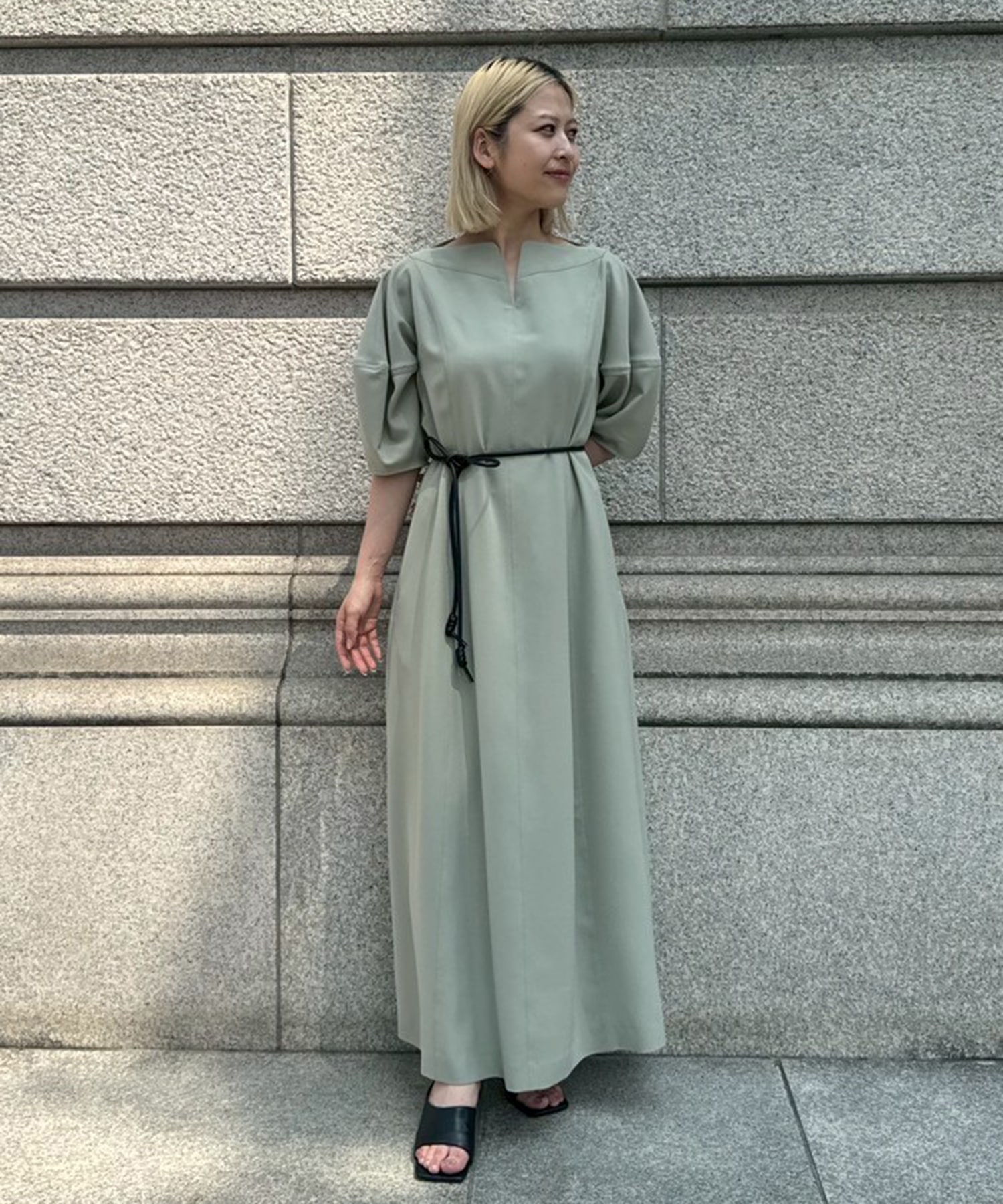 Sesilia lantan sleeve dress GR(1 GREEN): AKIRANAKA: WOMENS