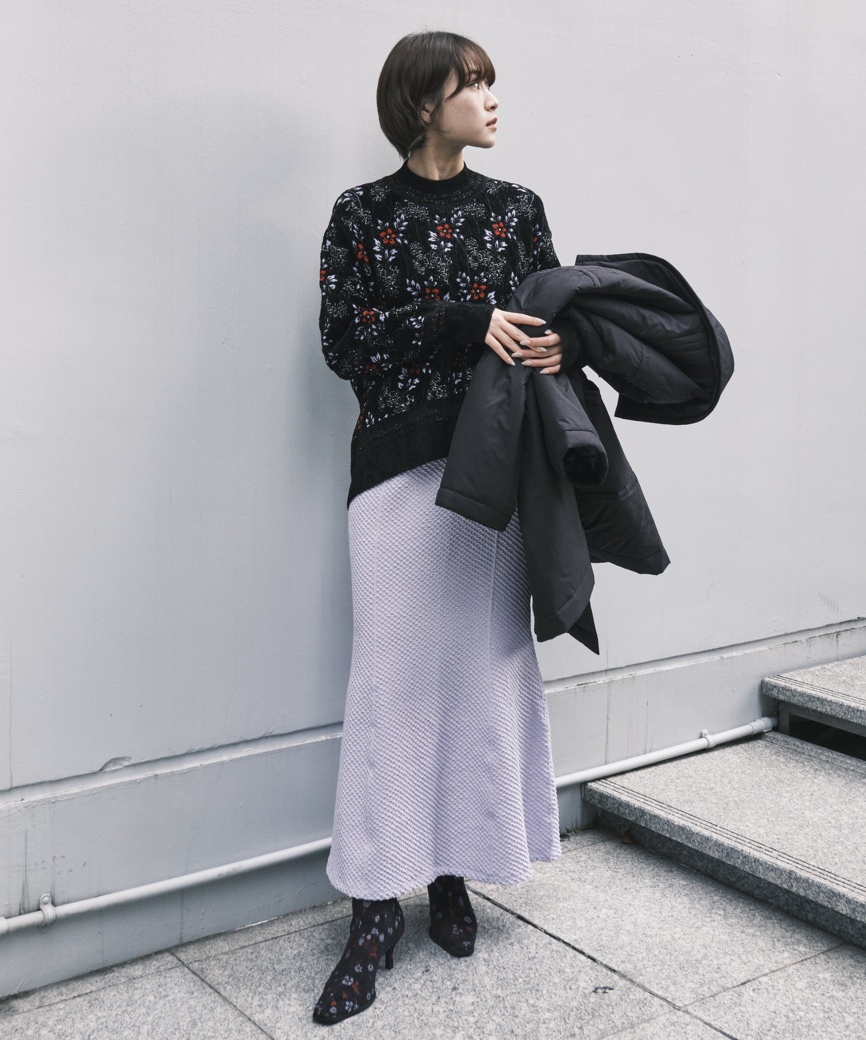 Floral Motif Chenille Knited Top(1 BLACK): Mame Kurogouchi: WOMENS