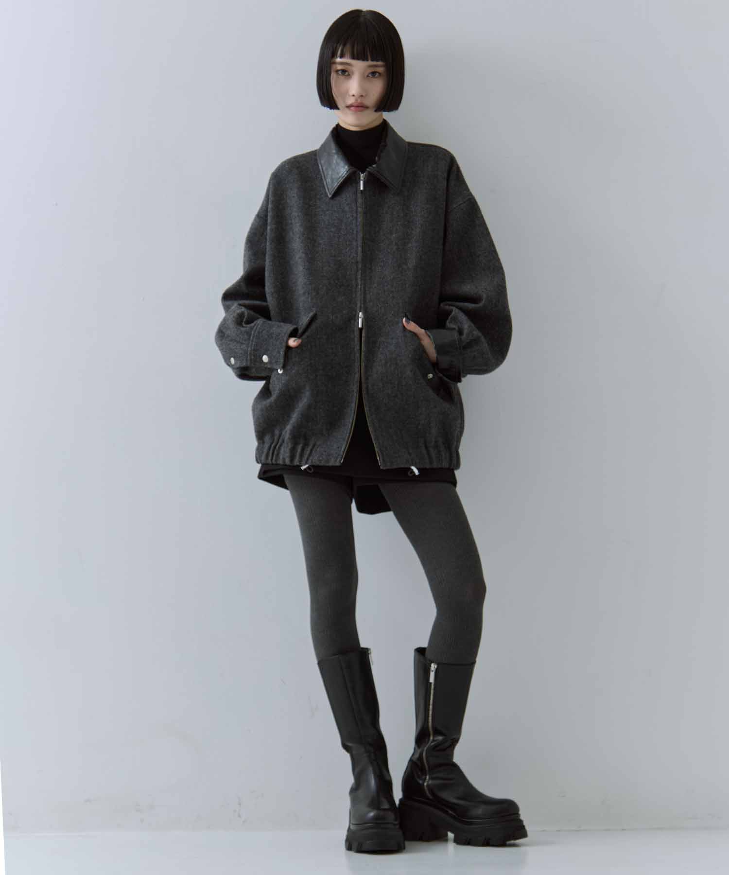 UND TWEED WORK DETAIL BLOUSON(S DARK GREY): AMERI: WOMENS